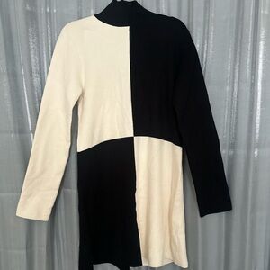 Zara Black and Cream Colorblock Dress
